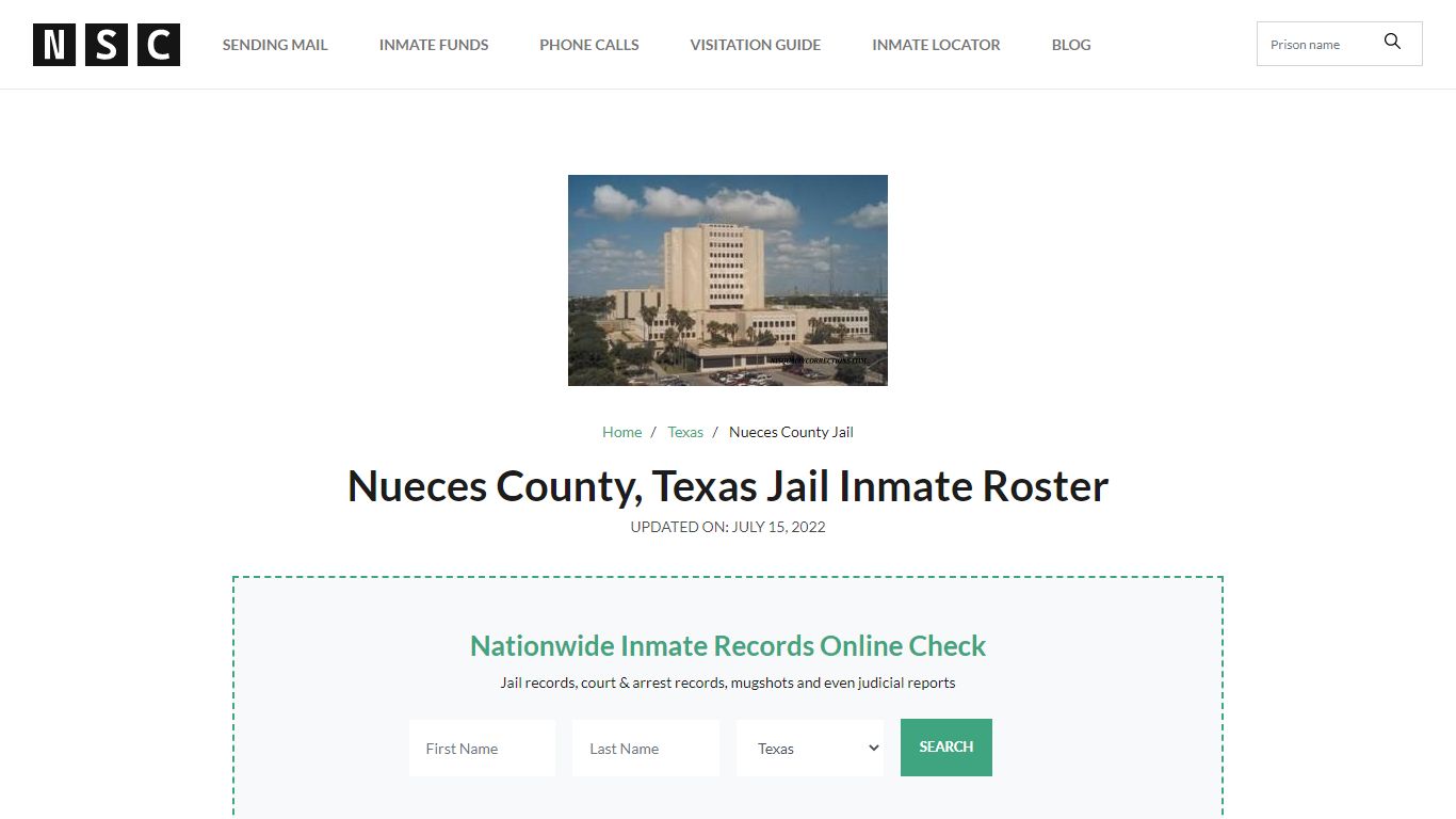 Nueces County, Texas Jail Inmate List