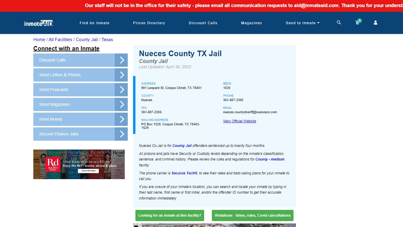 Nueces County TX Jail - Inmate Locator - Corpus Christi, TX